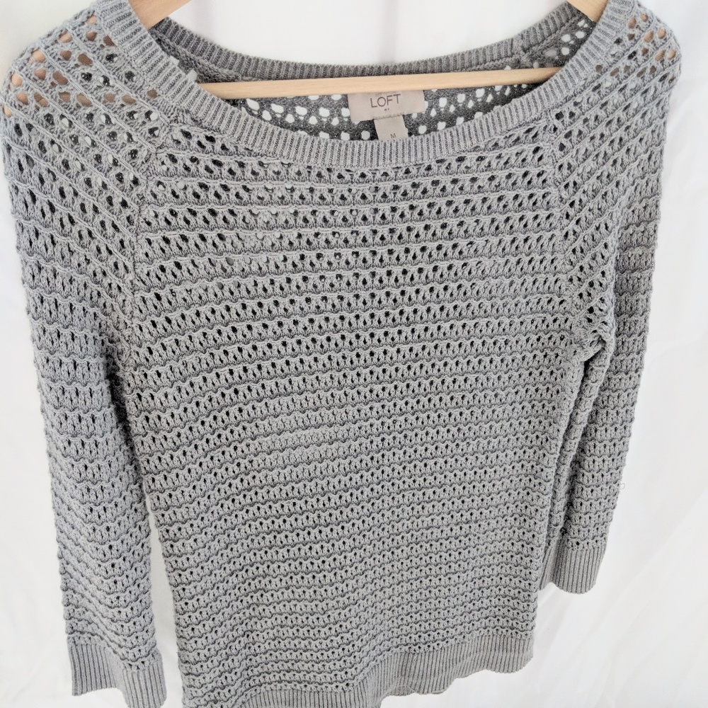 Ann Taylor LOFT | Gray Crochet Sweater